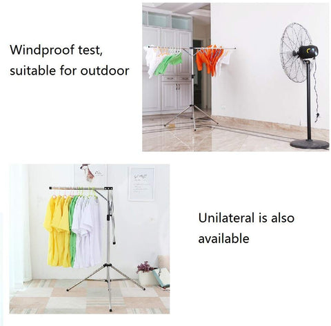 Image of BigTron Clothes Airer Rail, Folding Clothes Drying Rack Telescoping High Capacity Stainless Steel Laundry Drying Rack Adjustable Tripod with Shoulder Carry Storage Bag