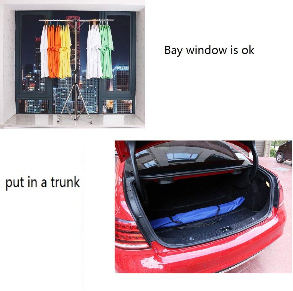 BigTron Clothes Airer Rail, Folding Clothes Drying Rack Telescoping High Capacity Stainless Steel Laundry Drying Rack Adjustable Tripod with Shoulder Carry Storage Bag