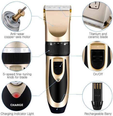 Image of BigTron Professional Rechargeable Electrical Pet Grooming Clipper Kit for Dog and Cat Hair with Trimmer and Shaver
